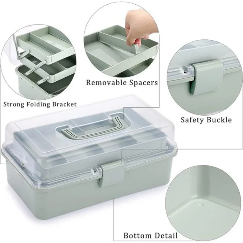 3-Layer Plastic Dividing Storage Craft Organizer with Adjustable Spacers